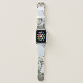 Border in chinoiserie style with storks and peonie apple watch band