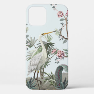 Border in chinoiserie style with storks and peonie iPhone 12 case