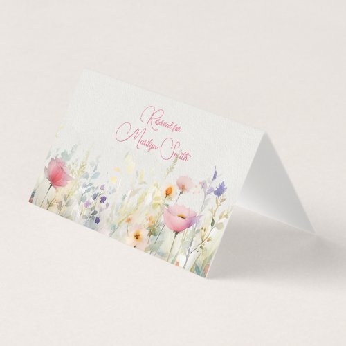 Border of Wildflowers Wedding Name Place Card