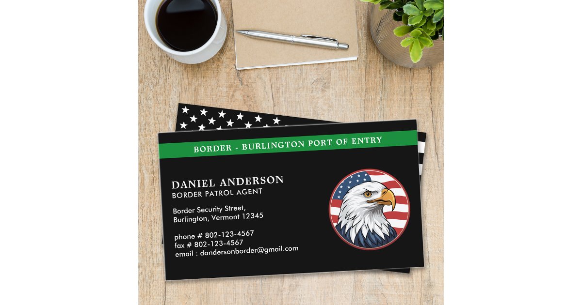 Border Patrol Agent Custom Thin Green Line Logo Business Card | Zazzle