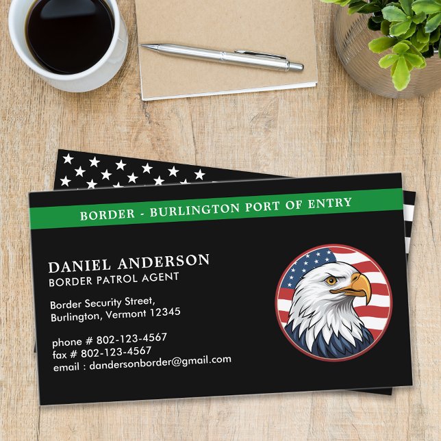 Border Patrol Agent Custom Thin Green Line Logo Business Card (Creator Uploaded)
