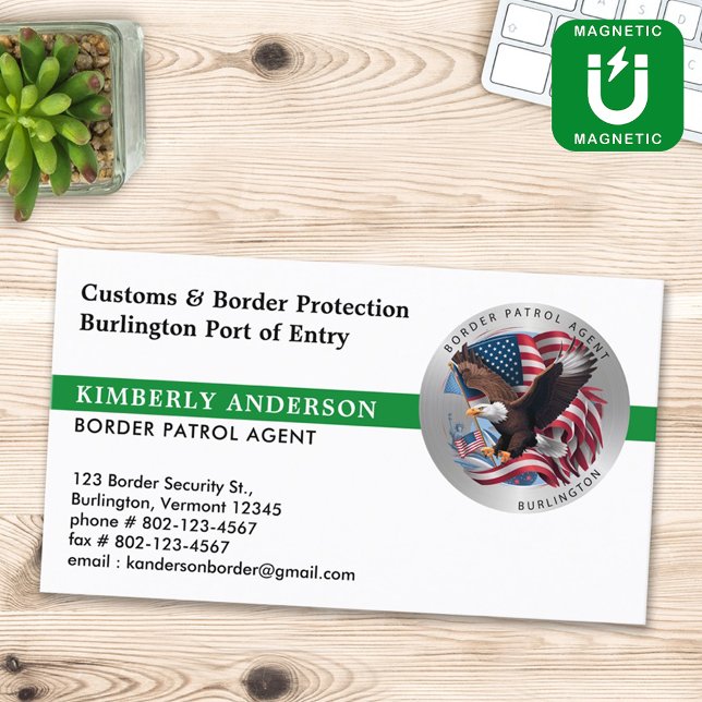 Border Patrol Agent Federal Military Police Logo Business Card Magnet (Creator Uploaded)