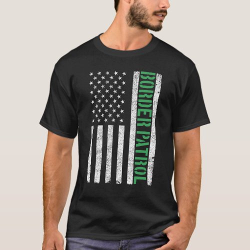 Border Patrol American Flag Thin Green Line T_Shirt