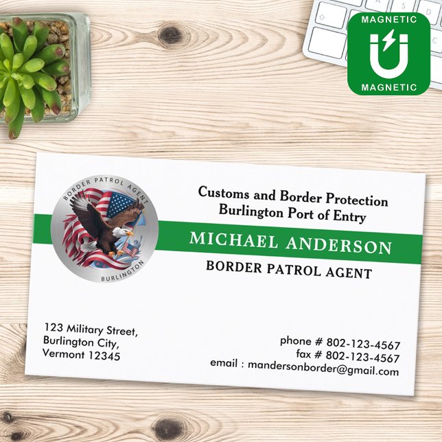 Border Patrol Custom Military Federal Police Logo Business Card Magnet (Creator Uploaded)