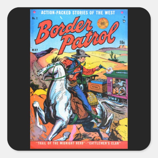 Border Patrol - Vintage Comic Book Square Sticker (Front)