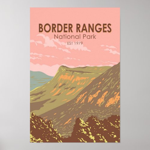Border Ranges National Park Australia Vintage  Poster
