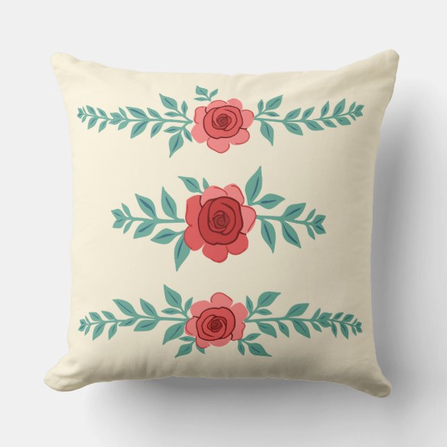Border Rose Arrangement Throw Pillow (Front)