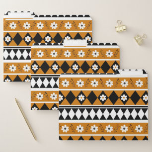 Border Stripe Flower Diamond Boho Floral Pattern File Folder