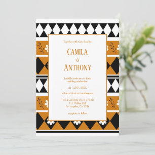 Border Stripe Flower Diamond Boho Floral Pattern Invitation