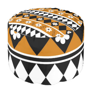 Border Stripe Flower Diamond Boho Floral Pattern Pouf