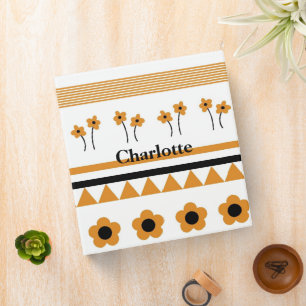 Border Stripe Flower Triangle Boho Pattern 3 Ring Binder