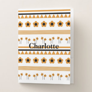 Border Stripe Flower Triangle Boho Pattern Pocket Folder