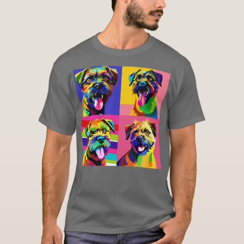 Border Terrier Art Dog Lover Gifts T_Shirt