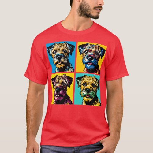Border Terrier Art Dog Lovers T_Shirt