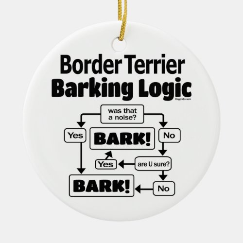 Border Terrier Barking Logic Ceramic Ornament
