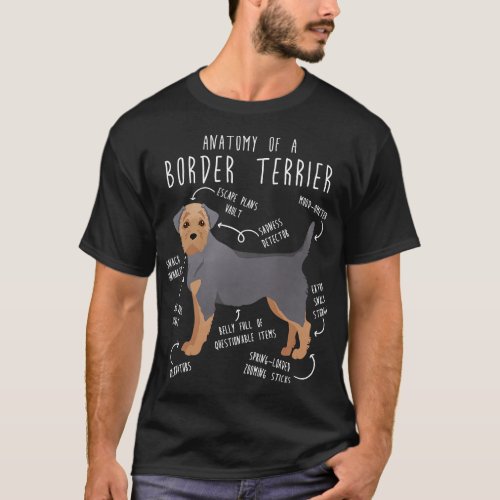 Border Terrier Blue and Tan Dog Anatomy T_Shirt