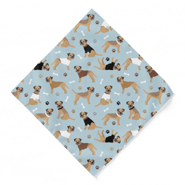 Border Terrier Bones and Paws Bandana (Front)