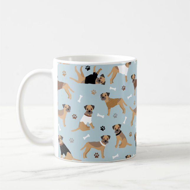 Border Terrier Bones and Paws Coffee Mug (Left)