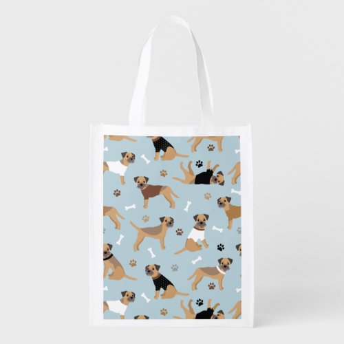 Border Terrier Bones and Paws Grocery Bag