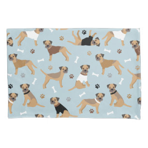 Border Terrier Bones and Paws Pillow Case