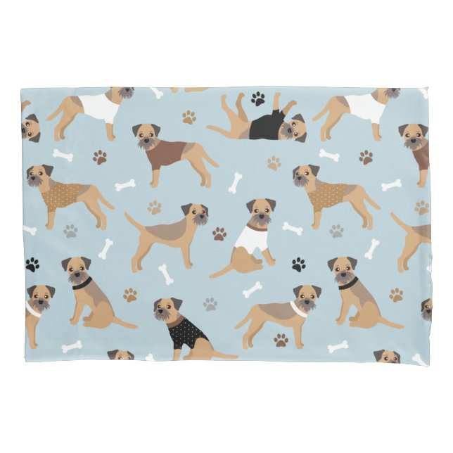 Border Terrier Bones and Paws Pillow Case (Front)