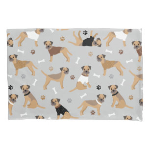 Border Terrier Bones and Paws Pillow Case