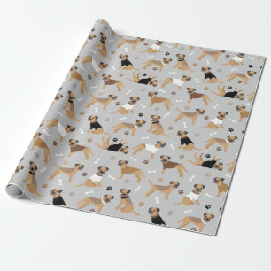 Border Terrier Bones and Paws Wrapping Paper