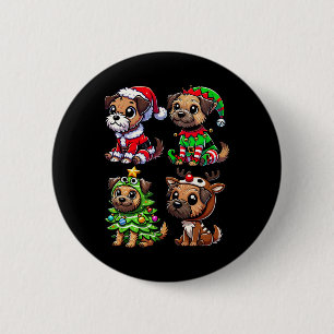 Border Terrier Christmas Tree Santa Elf Costume Do Button