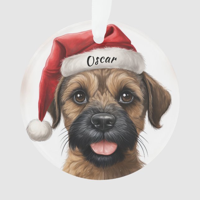Border Terrier Custom Christmas Ornament (Front)