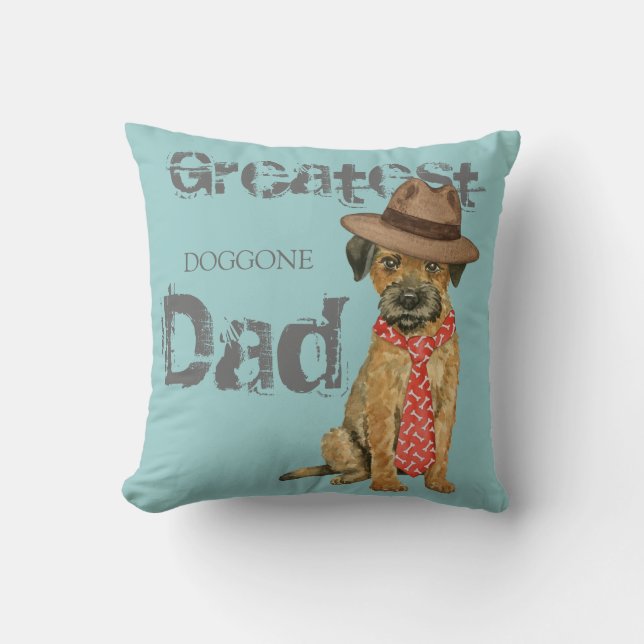 Border Terrier Dad Throw Pillow (Front)