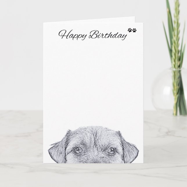 Border Terrier Dog Birthday Greeting Card (Front)