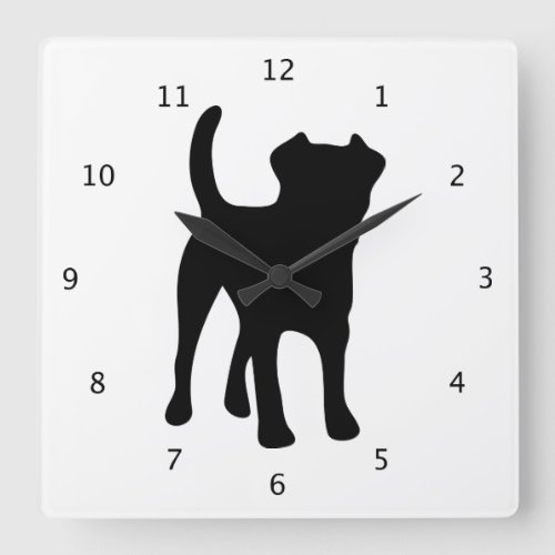 Border Terrier dog black silhouette Square Wall Clock