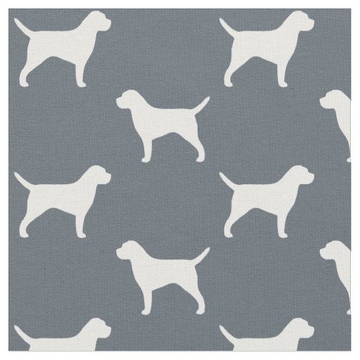 Border Terrier Dog Breed Silhouettes Patterned Fabric