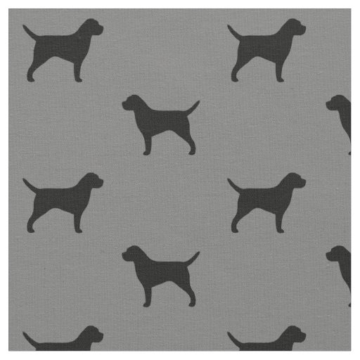 Border Terrier Dog Breed Silhouettes Patterned Fabric