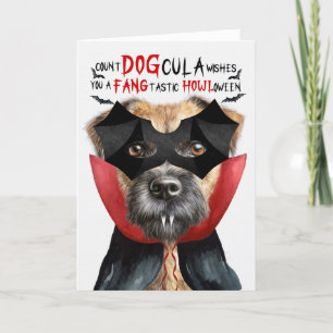 Border Terrier Dog Funny Count DOGcula Halloween Holiday Card
