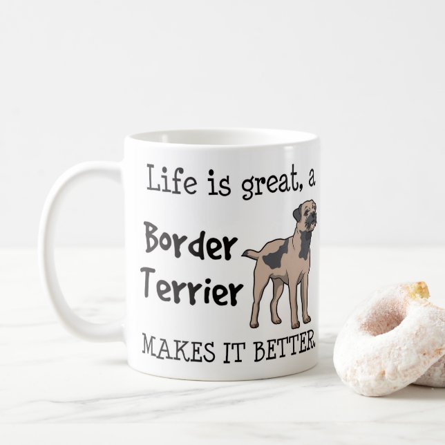 Border Terrier Dog Gift Mug (With Donut)