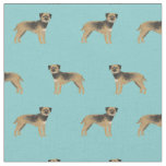border terrier dog light blue fabric