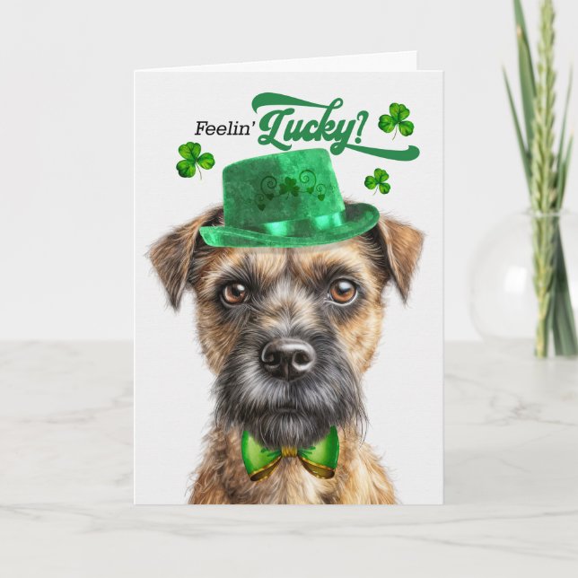 Border Terrier Dog Lucky St Patrick's Day Holiday Card (Front)