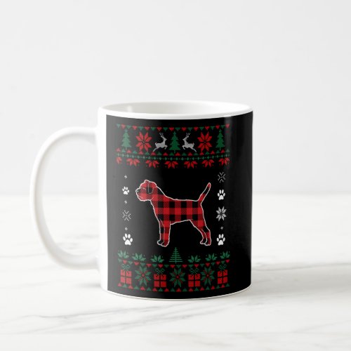 Border Terrier Dog Pajama Red Plaid Ugly Christmas Coffee Mug
