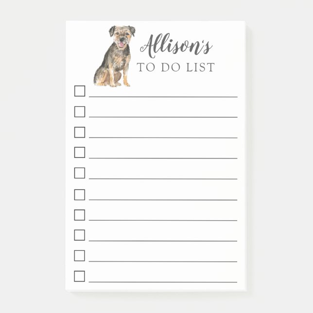 Border Terrier Dog Personalized To Do List Post-it Notes (Front)