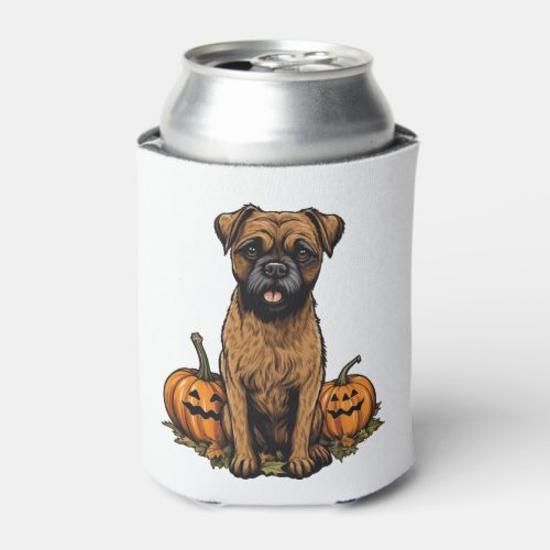 Border Terrier Dog Pumpkin Lazy Halloween Party Can Cooler