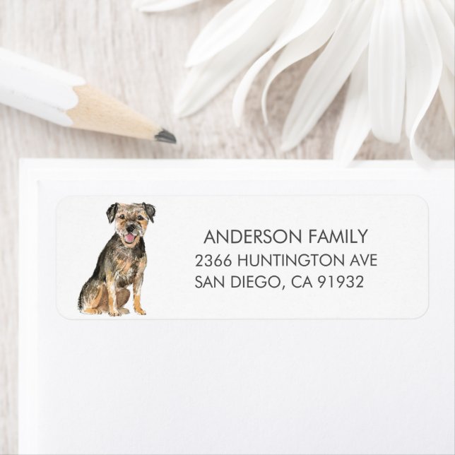 Border Terrier Dog Return Address Label (Insitu)