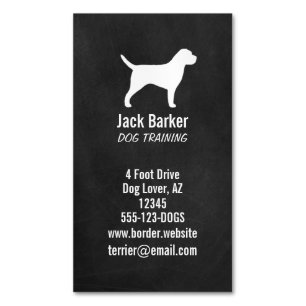 Border Terrier Dog Silhouette Chalkboard Style Business Card Magnet