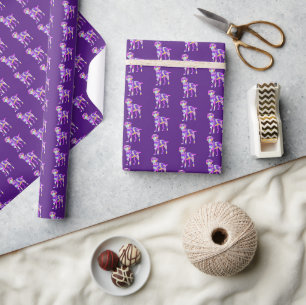 Border Terrier Dog Silhouette Color Purple Gift Wrapping Paper