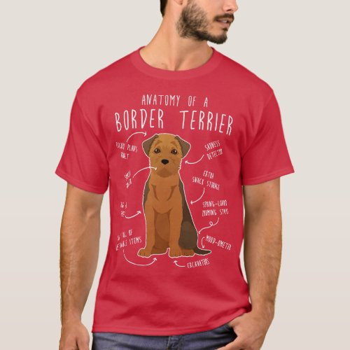 Border Terrier Grizzle and Tan Dog Anatomy 1 T_Shirt