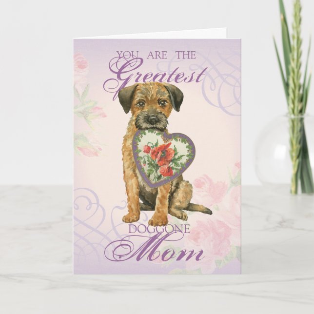 Border Terrier Heart Mom Card (Front)