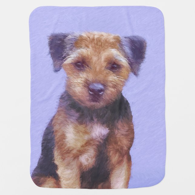 Border Terrier Painting - Cute Original Dog Art Baby Blanket (Front)