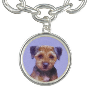 Border Terrier Painting - Cute Original Dog Art Bracelet