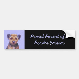 Border Terrier Painting - Cute Original Dog Art Bumper Sticker