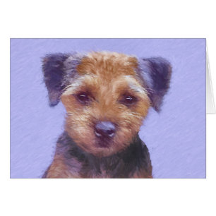 Border Terrier Painting - Cute Original Dog Art Cards